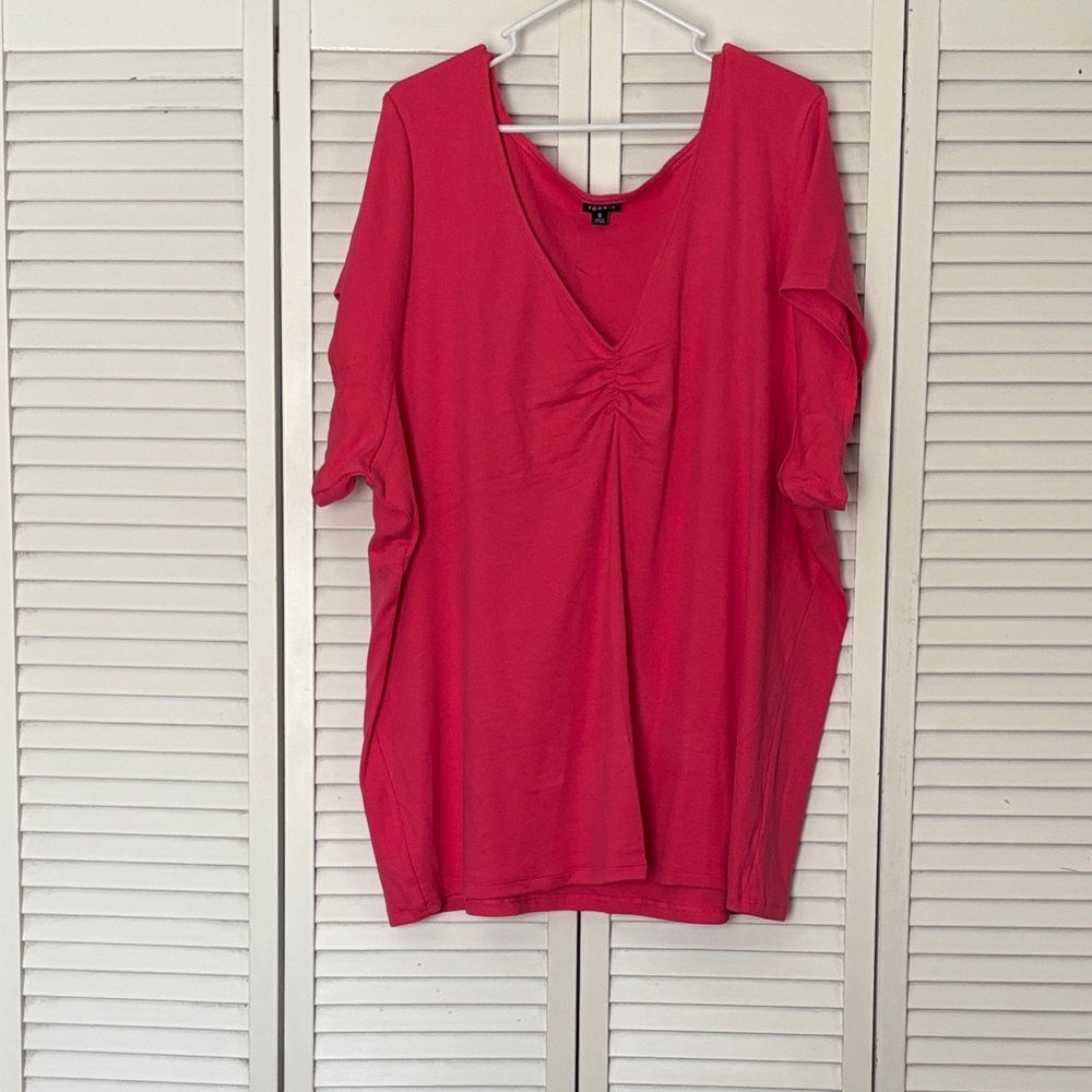 Torrid Bright Pink Short Sleeve Ribbed T-Shirt